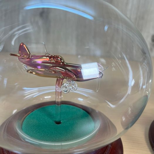 Vintage Northumbrian Glass Tiger Moth and Spitfire Glass Plane Ornament