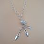 25 Sterling Silver Geometric Flower Pendant Necklace with Leaf Charms Modern Elegant Chain Jewelry Image 9
