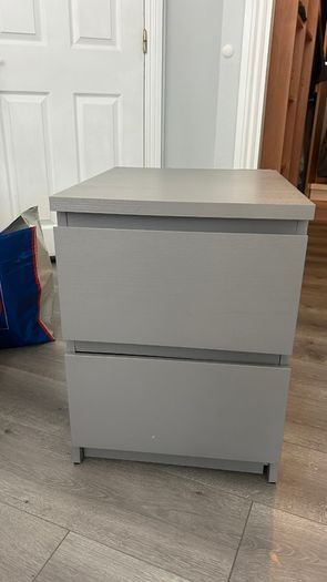 Grey 2-Drawer Nightstand / Bedside Table