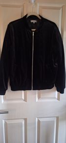 Womens  Black Velvet Bomber Jacket