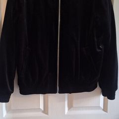 Womens  Black Velvet Bomber Jacket