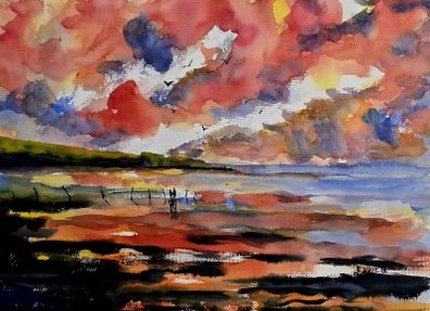 Donegal sunset watercolour