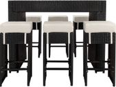 POLY Rattan Aluminum Bar Set with 6 Bar Stools and 2 Sets Plus Protective Case Cover/Stainless Steel Screws  Various Colours