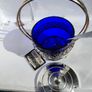 Vintage 1980s Art Deco Chrome & Cobalt Blue Glass Jam Jar Image 3