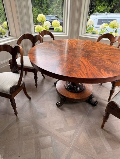 William IV style flame mahogany table & chairs