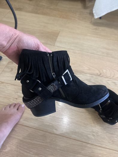 Black Fringe Ankle Boots