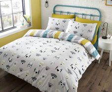 Cool Dogs Easy Care Double Duvet Set Grey (FREE POSTAGE)