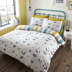 Cool Dogs Easy Care Double Duvet Set Grey (FREE POSTAGE)