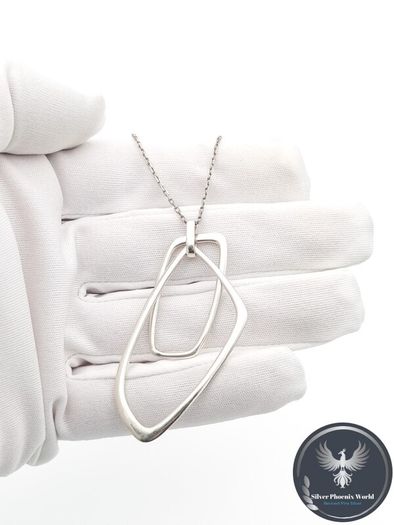 Geometric 925 Silver Pendant On Sterling Italian Chain