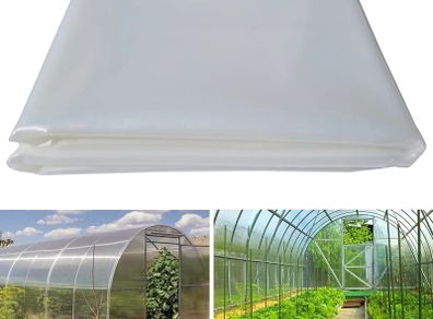 100% Virgin Materials (2M X 10M), Heavy Duty (150um/6mil) Polythene Clear Greenhouse Plastic Sheeting, 4Years Lifetime UV Resistant and 90% High Light Transmission Greenhouse Film
