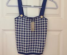 New River Island Women's Blue & White Houndstooth Knit Top - size UK 8