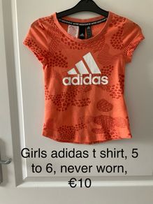 Girls adidas t shirt, never worn, 5 to 6