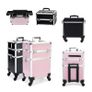 Cosmetic Case Makeup Trolley Beauty Suitcase Box Organizer - M - Pink Image 4