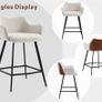 Modern Bar Stools Set of 2 Counter Stools PU Leather + Linen Fabric Spliced High Bar Stools for Breakfast with Metal Legs Image 3