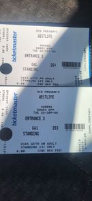 2 westlife tickets (standing 22nd sept) only 150