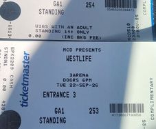2 westlife tickets (standing 22nd sept) only 150