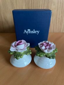 Vintage Aynsley Flower Salt and Pepper Shakers