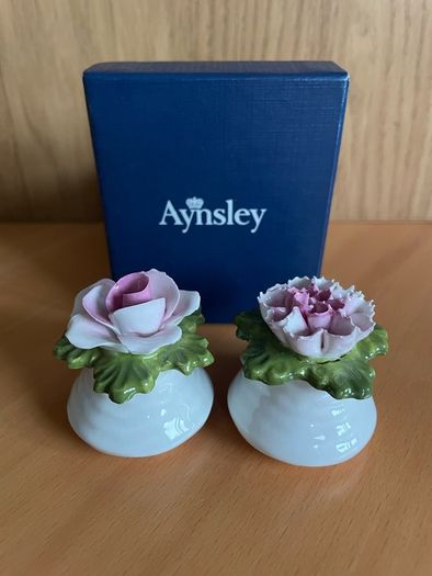Vintage Aynsley Flower Salt and Pepper Shakers