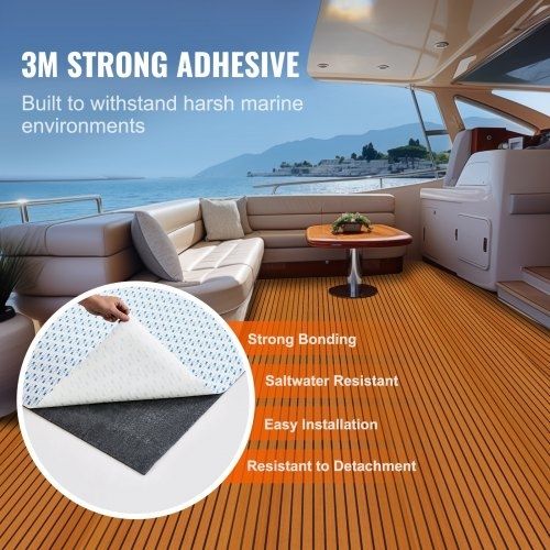 EVA Foam Boat Decking 240 x 116.8 cm, Non-Slip Self-Adhesive Flooring, 2.8 m Marine Carpet for Boats, Yacht, Pontoon, Kayak Decking
