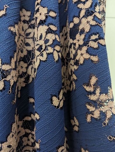Navy and cream lace fabric 150cm x 125 cm