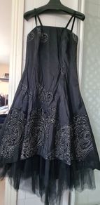 Black dress, lace up back, tutu underskirt, size S/M