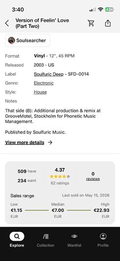 Soulsearcher feelin love (part two) 12" vinyl