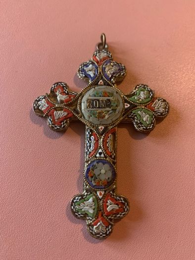Antique Micro Mosaic Crucifix