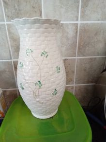 Belleek shamrock vase  basketweave