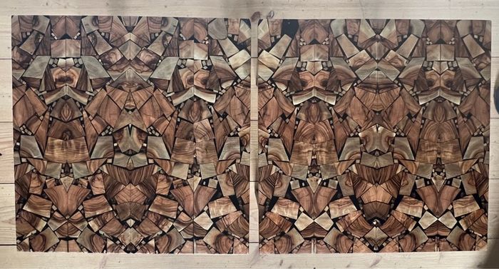 NEW PRICE DROP Coffee/Side Tables set of one off designed marquetry topped side tables