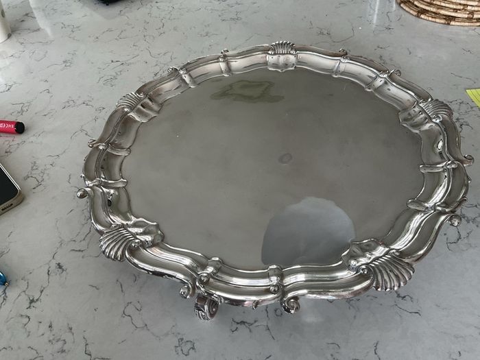 Vintage Silver Plate Style English Shell Pattern Tray