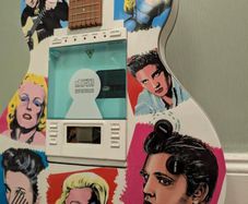 Guitar Shaped CD Player Elvis & Marilyn Design Working