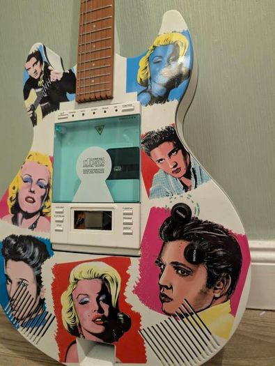 Guitar Shaped CD Player Elvis & Marilyn Design Working