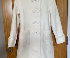 Zara Women Cream Viscose Mandarin Collar Topper Jacket/ Coat