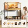 BingoPaw Wood Hamster Cage Chewproof Large Hamster Cages with Storage Shelf, Glass Panels, Ventilation Holes, Built-in LED Light, for Small Pets, Guinea Pig (80 / 40 / 40cm) Image 6