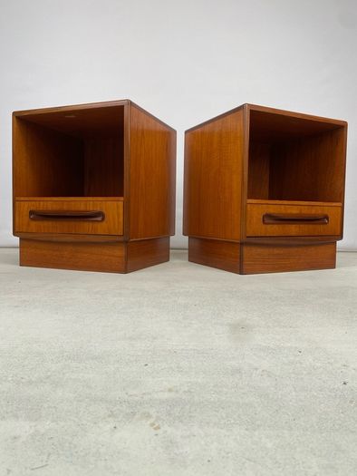 Vintage G Plan Mid Century Teak Bedside Tables / Cabinets