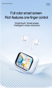 Wireless Earbud with Noise Cancelling & Smart LCD Screen Stereo HIFI Sound