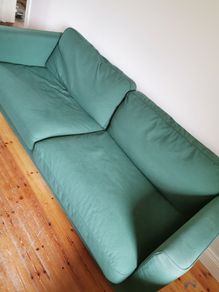 2x green IKEA Parup 3 seater sofas