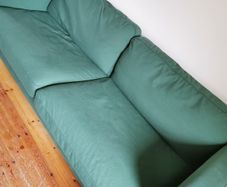 2x green IKEA Parup 3 seater sofas
