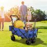 Collapsible Wagon Cart, Foldable Wagon Cart w/ Removable Canopy 600D Oxford Cloth, Collapsible Wagon Oversized Wheels Image 4