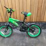 Kids 14-Inch Strike Bike with Stabilisers (Green/Black) Image 3