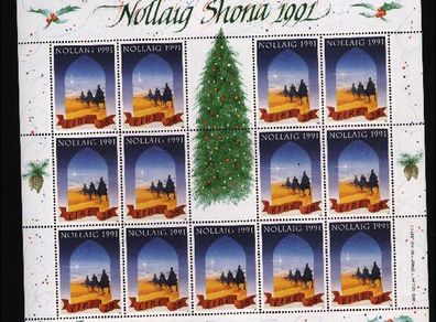 1991 Ireland Christmas Commemorative Stamp Sheetlet Mint Never Hinged (MNH)