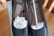 Jana Navy Leather Court Shoes New