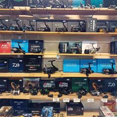 Fishing bait rods lines reels waders lures feeds jackets boxes rod holders and other fishing gear
