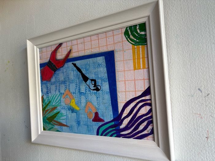 Original Art Swim Art Swimmer Pool Abstract Art Contemporary Irish Art