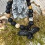 Raven Crow Lava Agate Beaded Necklace Brutalist Crust Punk Pagan Pendant Necklace Talisman Wasteland Dystopian Gothic Image 2
