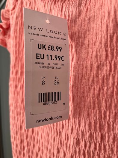 BNWT NEW LOOK Tank Top Womens Coral Shirred size 8