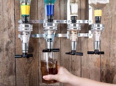 NEW 4 Bottle Wall Mounted Optic Dispenser Home Bar