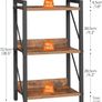 3-Tier Bookshelf, Industrial Corner Bookcase, Display Rack, Metal Frame, for Living Room, Bedroom, Office, Kitchen, Entryway, Rustic Brown and Black Image 3