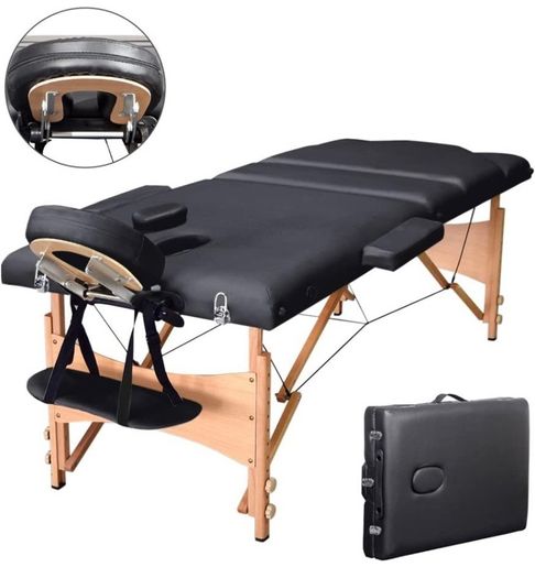 Portable Massage Bed Table - 3-Section Foldable Beauty Couch for Reiki Therapy Treatment Salon Healing - Metal Headrest Support/Carry Bag (FREE POSTAGE)