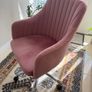 Pink Velvet Swivel Chair Image 2